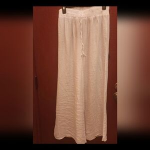 New Beach Cover Up White Wide leg Pants. Size M Fits L. Sheer Quality Fabric.